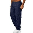 thumbnail image 5 of snowsong Cargo Pants For Men Joggers For Men Men All Season Fit Pant Casual All Solid Color Pocket Trouser Fashion Overalls Beach Straight Leg Fitness Sports Pockets Pant Mens Pants Navy XL, 5 of 8