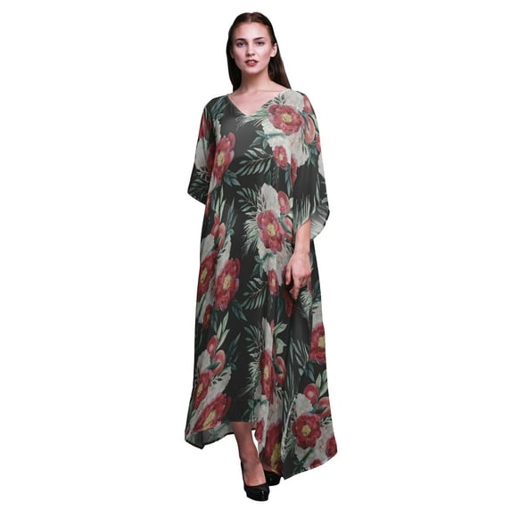 Bimba Floral Ladies Kaftan Holiday Loungewear Maxi Dress Beach Coverup-S-L