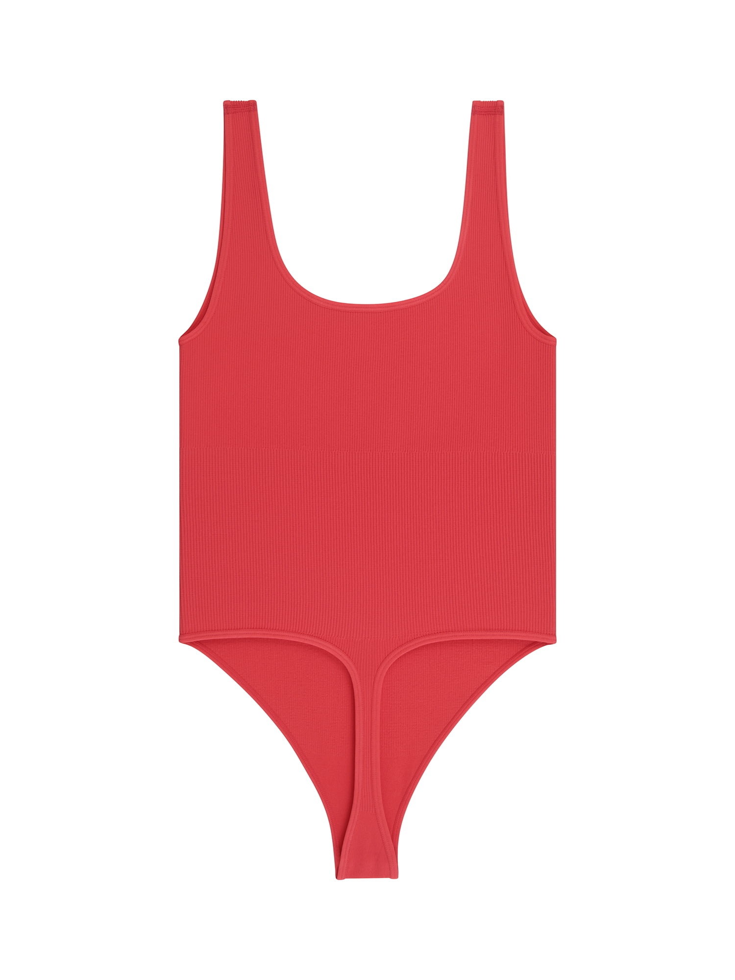 No Boundaries Women's Seamless Smoothing Rib Square Neck Bodysuit, Sizes XS-XXXL