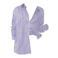 thumbnail image 7 of DondPO Womens tops Women's Striped Button Down Shirt Classic Long Sleeve Fashion Collared Work Shirt tops Shirts for Women Linen Shirts for Women Purple M, 7 of 7