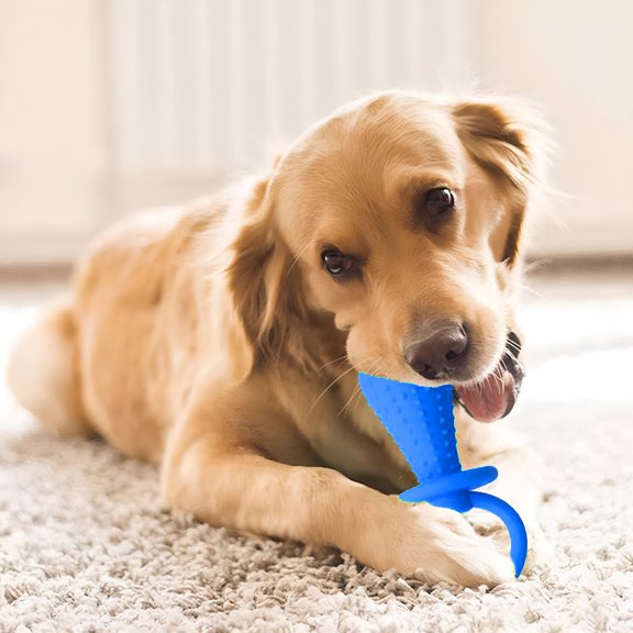 BESTSKY Large Blue Rubber Dog Chew Toy for Aggressive Chewers, Molar Clean Teeth Pacifier Chewing Playing Training Toy, Durable Puppy Dog Cats Teething