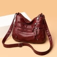 thumbnail image 2 of Stylago Women's Crossbody Bags Soft Vintage Leather Multiple Zipper Shoulder Purses Casual Work Shopping Underarm Handbags Red, 2 of 4
