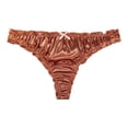 thumbnail image 4 of Uootdi Satin Thong Panties for Women Ruffled Edge Bow Detail No Show Support Briefs Smooth Soft Daily Intimates Gift, 4 of 5
