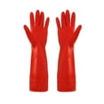 thumbnail image 1 of 1 par de guantes de látex para lavavajillas con interior de felpa, herramienta de limpieza para el hogar y la cocina (rojos), 1 of 8