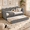 Black-With Trundle, variant on Twin Size Gingham Daybed with Trundle, Wave-Shaped Upholstered Sofa Bed with USB Charging Port, Linen Fabric, No Box Spring Needed, Multifunctional Twin Bed for Kids, Teens & Guests