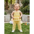 thumbnail image 6 of BemeyourBBs Toddler Baby Girls Summer Clothes 6 12 18 24 Months 2 3 4 Years Little Baby Girl Summer 2 Piece Outfits Gingham Plaid Sleeveless Square Neck Ruffled Tank Tops and Wide Legs Pants Set, 6 of 9