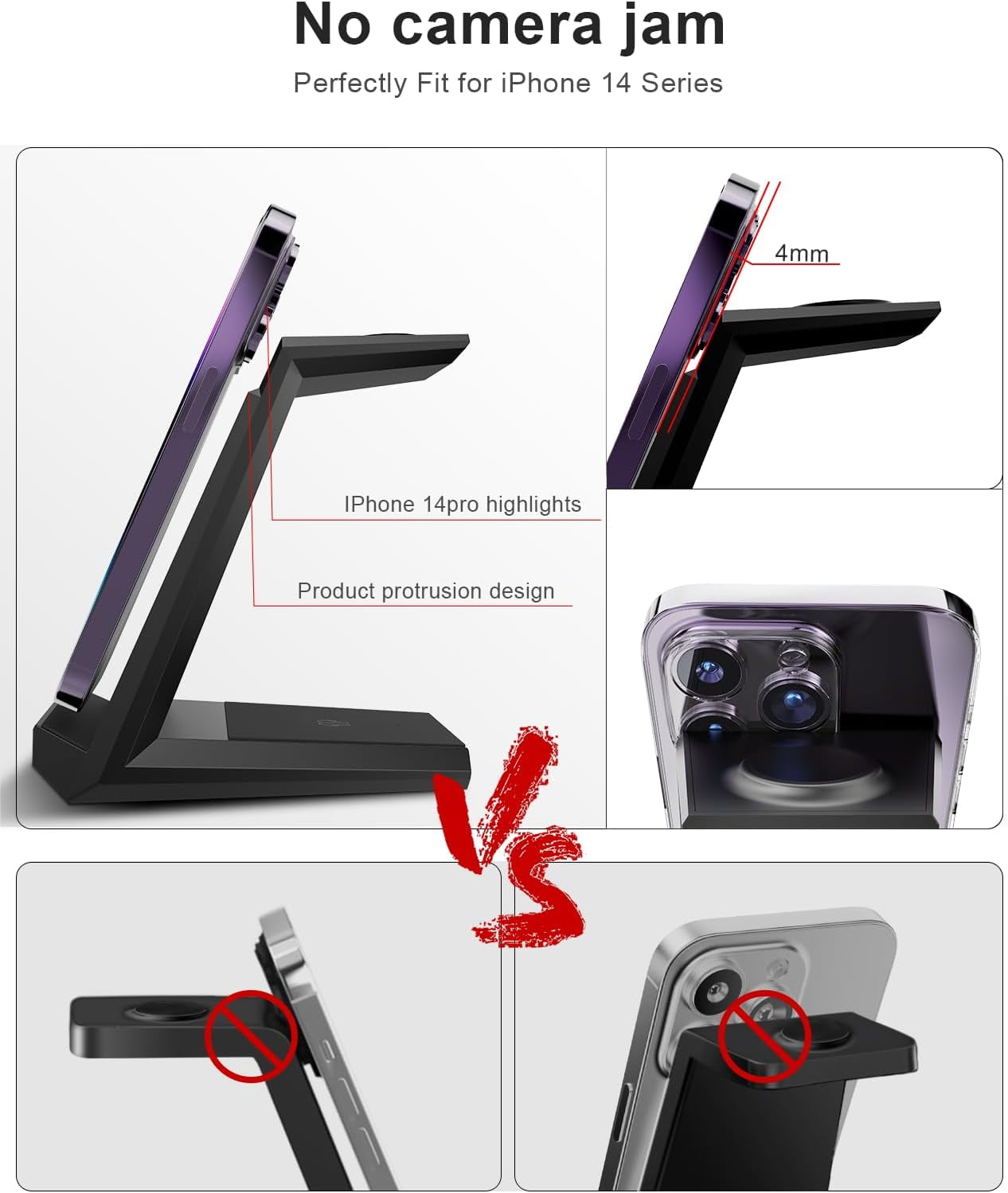 Wireless Charging Station for iPhone - MJMJ 3 in 1 Charger Stand for iPhone 17 16 15 14 13 12 11 Pro Max XR 8 Plus, for Apple Watch 8/7/SE/6/5/4/3/2, AirPods Pro/3/2(with 5ft Cable and 20W Adapter)