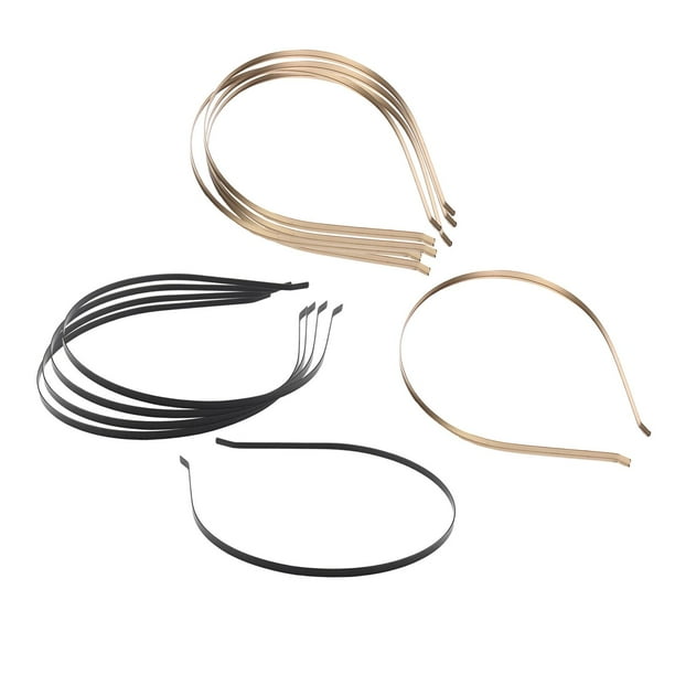 Conjunto de 10 diademas de acero inoxidable de 5mm, soporte para el cabello, base antideslizante, tocados con bisel en blanco de metal para mujeres y negro y dorado
