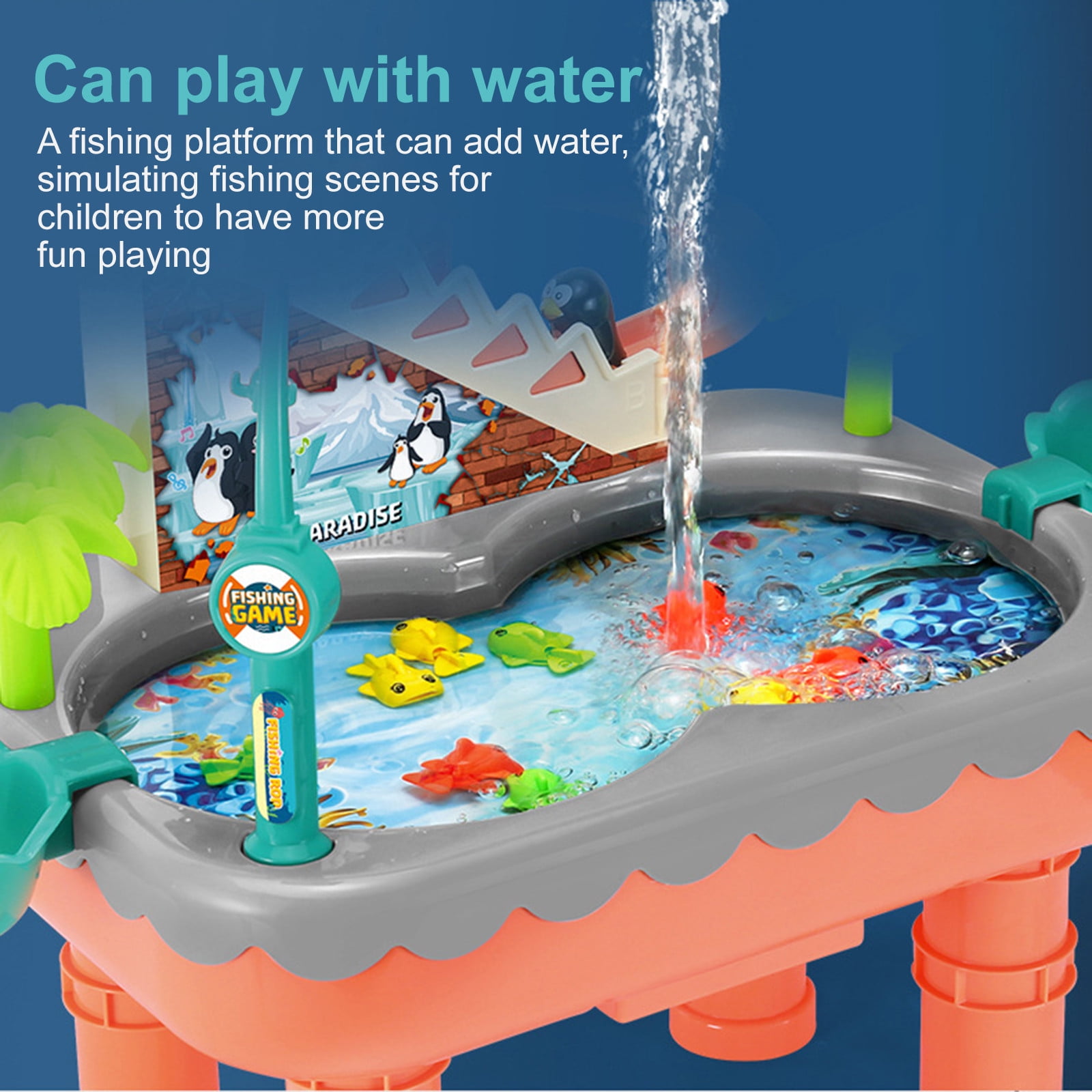 Water Table for Toddlers 3-5 Outdoor Toys for Kids Ages 4-8 3-Tier Kids Sand Water Tables with Fishing Game Set Activity Sensory Table Summer Gift Beach Outside Toys for Toddler Boys