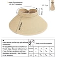 thumbnail image 2 of Visera de paja para playa, sombrero de ala ancha para mujer, protección de verano UPF 50+, color beige, 2 of 5