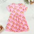 thumbnail image 2 of HUITKMM Girls Dresses Toddler Girls' Rainbow Cartoon Print Dress Summer Short Sleeve A Line Dress for Kids, 2 of 8