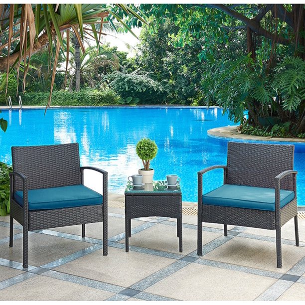 DG Casa San Juan 3 Piece Outdoor Patio Deck Furniture Set with Chair