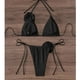 thumbnail image 3 of Bikini plateado con lentejuelas y espalda descubierta para mujer, traje de baño de manga corta entrecruzado, Top corto, bañador brillante, traje de baño plisado de cintura alta 2024, 3 of 5