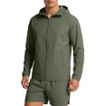 thumbnail image 1 of Sun Protection Hoodie Jacket for Men Long Sleeve Solid Color Zip Cardigan Polyester, 1 of 9