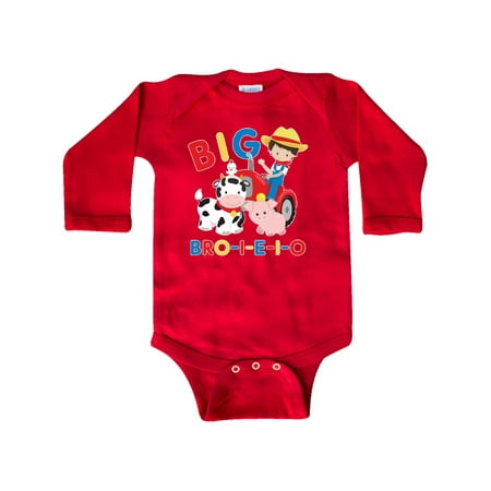 

Inktastic Farmer Tractor EIEIO Big Bro Gift Baby Boy Long Sleeve Bodysuit