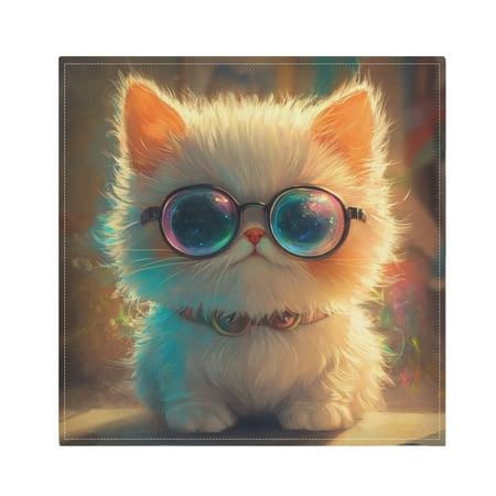 

Napkin Satin Napkin 20*20Inchx6 Kitchen Towel Dinner Plate Towel Decorative Towel Napkin Tea Towel Suitable For Kitchen Table Cute Cat with Big Eyes