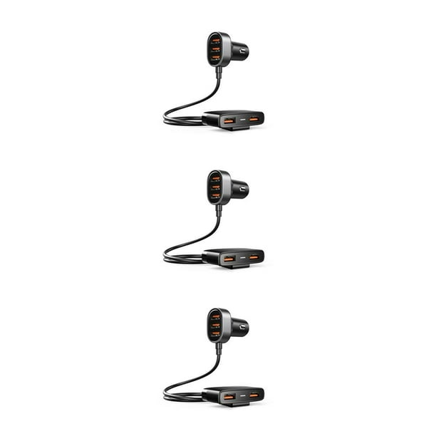 Kenally 5 Port USB Car Charger Universal Electronic Travel SUV Tablets Device Adapter Quick Multi-Port Extension RV Truck Charging Negro 3piezas Kenally CBP233481