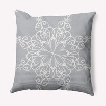 16" x 16" Simply Daisy Snowflake Polyester Indoor/Outdoor Pillow, Grey (1 Count)