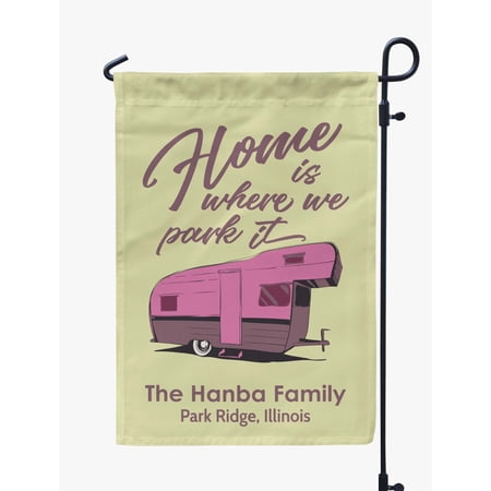 Printtoo Tan Home Is Where We Park It Big Travel Trailer Camping Flags Personalized Outdoor GardenFlagsCamp Decor Accessory Double SidedFlags12.5x18 Inches