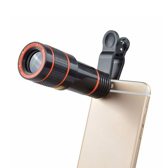 JIhuahe 12x External Zoom Telephoto Lens for Mobile Phones - High-Definition Telescope Attachment, Smartphone Camera Zoom Lens for HD Photography,Black
