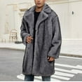 thumbnail image 3 of ZUKMRJPC Men's Vintage Faux Fur Coat Solid Color Lapel Soft Comfy Open Front Cardigans Long Sleeve Loose Fit Warm Thick Winter Long Coats, 3 of 8