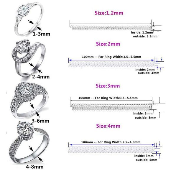 8X for Loose Rings Invisible Ring Guard Transparent Silicone Sizer Tightener Resizer 4 Sizes