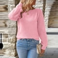 thumbnail image 6 of Fashion Crochet Pullover Women's Top Hollowout Pattern Long Sleeve Crewneck Knitwear Plain Sweater Work Leisure Wear, 6 of 7