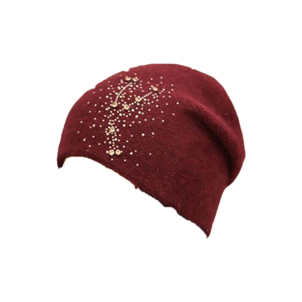 Jumpingount Gorros de punto para invierno y otoño, gorro decorativo para mantener el calor, accesorio de punto y cálido a prueba de viento, informal Sombreros Vino rojo Jumpingount AP013446-04