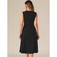 thumbnail image 3 of DARING DIVA Notch V Neck A-Line Office Dress XS Black, 3 of 6