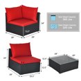 thumbnail image 2 of Gymax Ensemble de Conversation de Patio en Rotin 7 Pcs Ensemble de Meubles Sectionnels avec Coussin Rouge, 2 of 10
