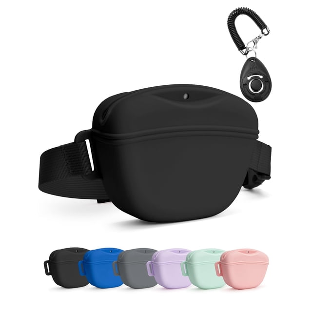Bolsa de golosinas para perros heouvo con Training Clicker, 400 ml, negra