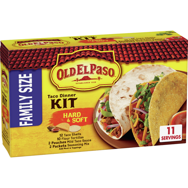 Old El Paso Taco Dinner Kit, Hard and Soft Shell Tacos, 21.2 oz Box