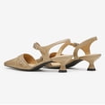 thumbnail image 5 of FSJ Women Comfort Pointed Closed Toe Slingback Pumps Kitten Low Heel Ankle Strap Buckled Sandals Office Work Shoes Size 4 Wheat, 5 of 5