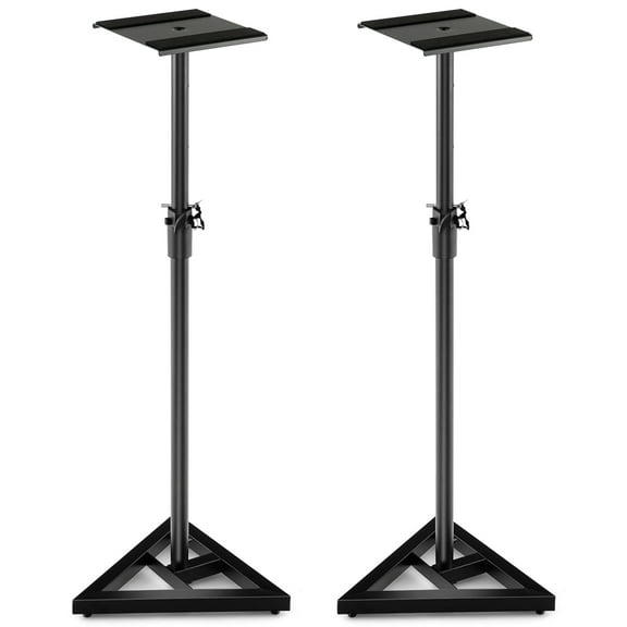Costway Adjustable Height Speaker Stands with User Guide, Metal/Black, 2 Stands