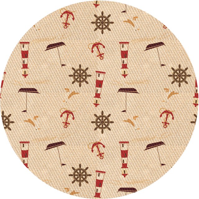 Ahgly Company Machine Washable Indoor Round Transitional Construction Cone Orange Area Rugs, 3' Round