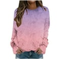 thumbnail image 2 of Craaazy Warm Plush Winter Pullover Women's Fashionable Printed Round Neck Long Sleeved Pullover Off Shoulder Tops Gifts For Women, 2 of 5