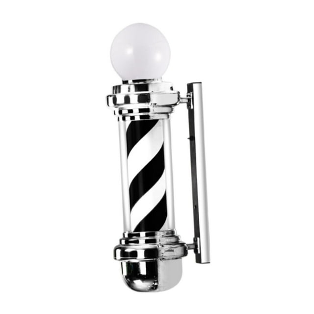 Poste de barbero de 27 pulgadas con luz, letreros clásicos para salones de belleza y peluquerías. blanco negro