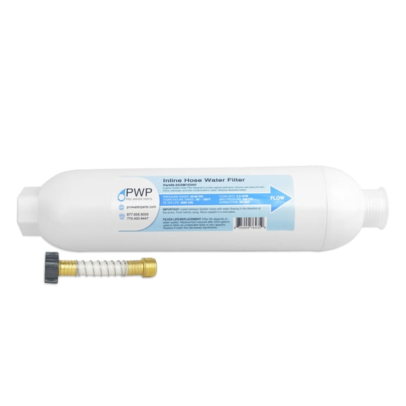 Inline Water Filter with Hose Protector for 3/4" Garden Hose, RV, Camper