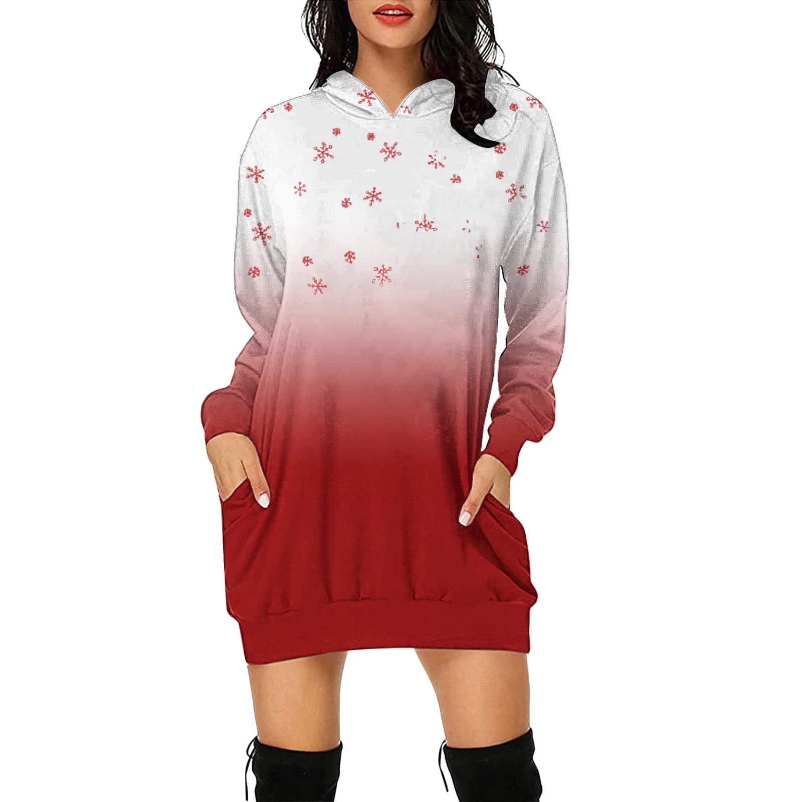 Graphic Hoodie Dress for Women Oversized Hooded Sweatshirt Loose-Fit Long  Sleeve Gradient Pullover Short Dresses - Walmart.com