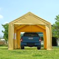 thumbnail image 6 of ADVANCE OUTDOOR 10x20 ft Heavy Duty Carport with Roll-up Ventilated Windows & Removable Sidewalls Car Canopy Garage Boat Shelter Party Tent, Adjustable Height from 9.5ft to 11ft, Beige Yellow, 6 of 12