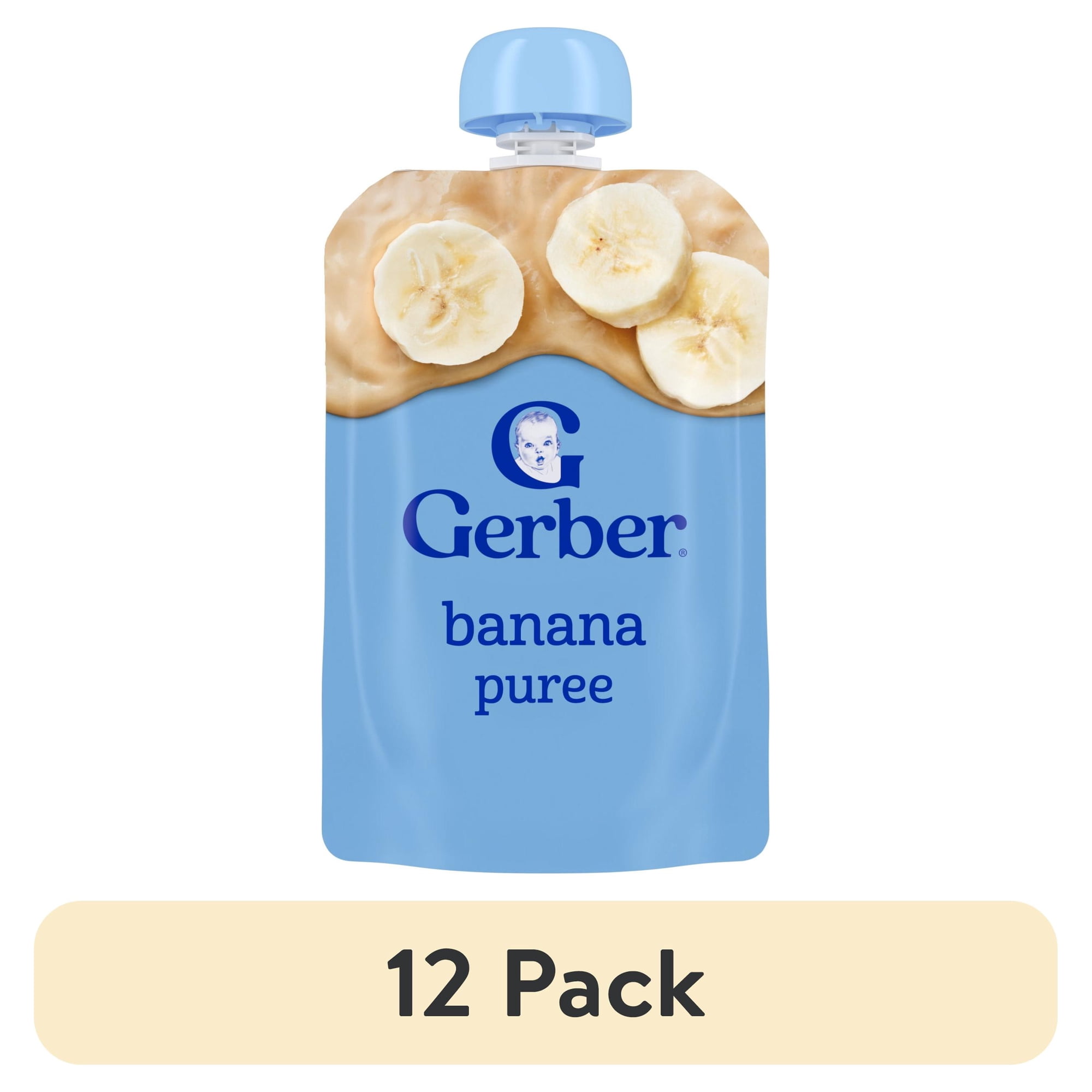 (12 pack) Gerber Stage 2 Baby Food, Banana Puree Pouch 3.5 oz