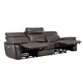 thumbnail image 4 of Lexicon Maroni 110" Leather Double Reclining Sofa with Headrests in Brown, 4 of 7