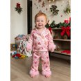 thumbnail image 5 of RUINIXCW Kids Toddler Baby Girl Christmas Silk Stain Pajamas Set Spring Fall Winter PJS Sleepwear Long Sleeve Button Down Collar Shirt Tops Pants Set, 5 of 9
