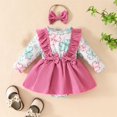 thumbnail image 3 of Baby Girls Clothes Long Sleeve Romper Dress Ruffle Bow Cute Onesies 0-3 Months Going Out Jumpsuit Layette Set, Pink, 6 Months, 3 of 3