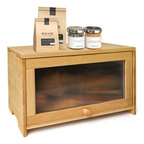thovorrnl Bread Box for Kitchen Countertop with Removable Cutting Board, Farmhouse Bamboo Bread Storage Container, 15.7” x 9.8” x9.2”