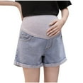 thumbnail image 2 of pstuiky Maternity Shorts Denim Shorts for Women Plus Size High Waist Stretch Adjustable Waistband Breathable Support Pregnancy Pants for Casual Wear Pregnancy Workout Shorts, 2 of 6