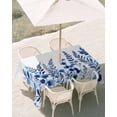 thumbnail image 3 of 60x120 Inch Outdoor Tablecloth with Umbrella Hole Zipper Rectangle Blue Botanical Blossom Rectangular Tablecloths Outside Waterproof Spring Floral Summer Leaf Patio Table Cloth Cover for Picnic Party, 3 of 8