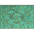 thumbnail image 1 of Ahgly Company Machine Washable Indoor Rectangle Southwestern Turquoise Blue Country Area Rugs, 7' x 10', 1 of 4
