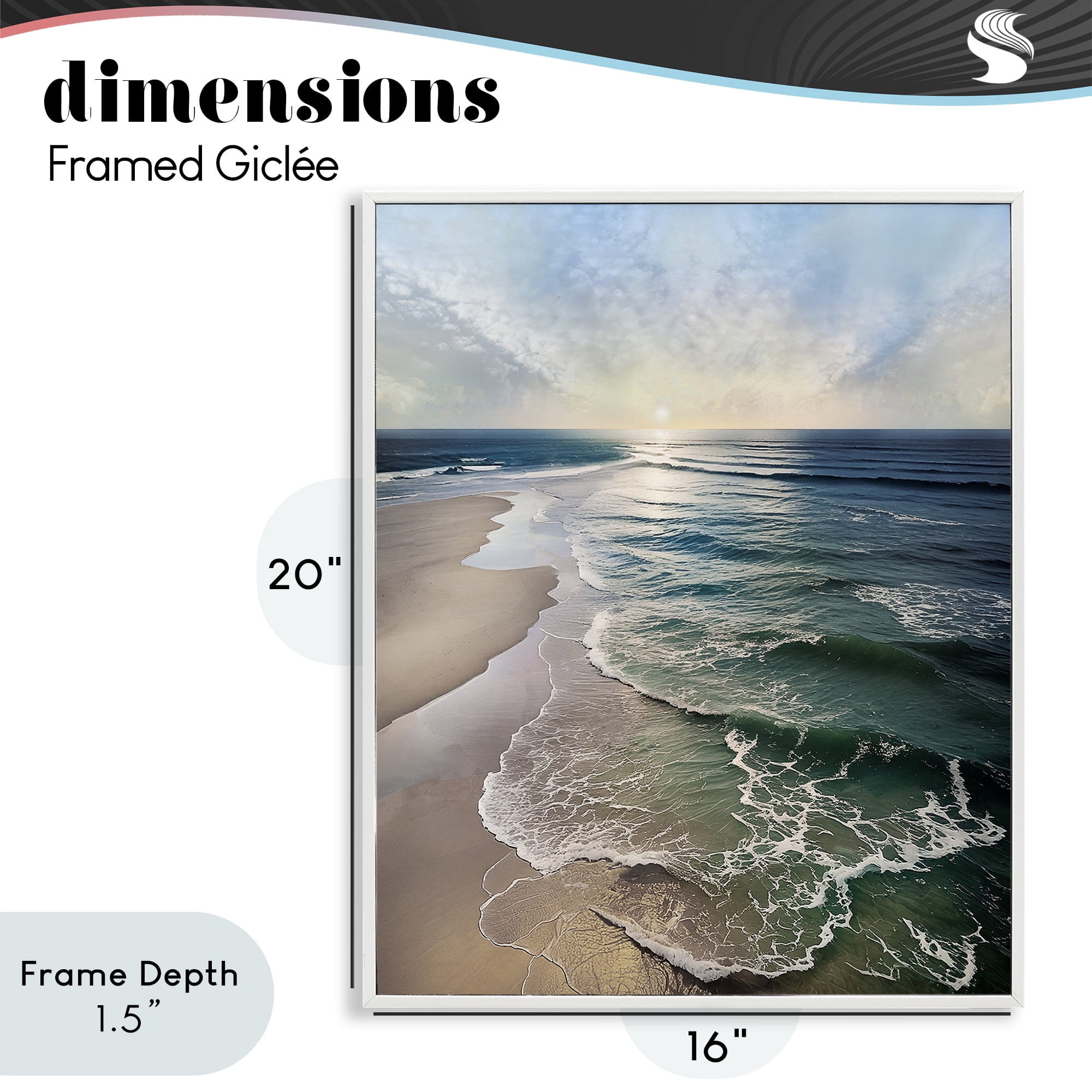 Stupell Industries Tranquil Shoreline with Soft Light White Framed Giclee Art, design by Mike Calascibetta
