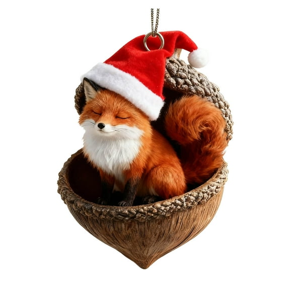 chaungfeng 2D Christmas Ornament, Forest Animal Acorn Ornaments, Christmas Pine Cone Decoration, Woodland Creature Hanging Ornament, for Holiday Party Xmas Tree Home Indoor Decor (14#)